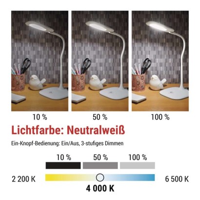 LED Schreibtischlampe STELLA, weiss