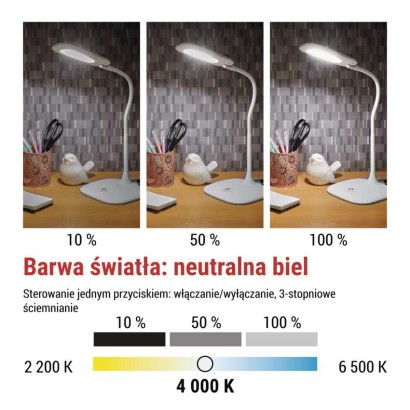 Lampa biurkowa LED STELLA biała