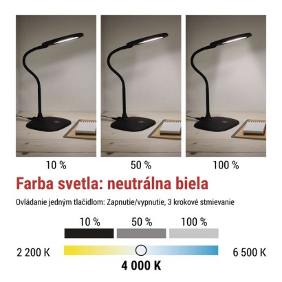 LED stolná lampa STELLA, čierna