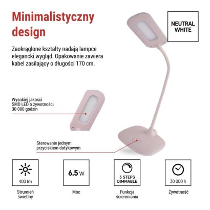 Lampa biurkowa LED STELLA różowa