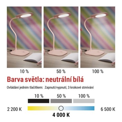 LED stolní lampa STELLA, růžová