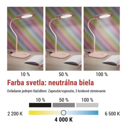 LED stolná lampa STELLA, ružová