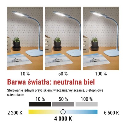 Lampa biurkowa LED STELLA niebieska