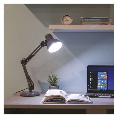 Lampa biurkowa E27 LUCAS 48 cm ciemno szary