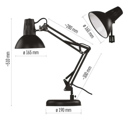 Stolní lampa DUSTIN na žárovku E27, černá