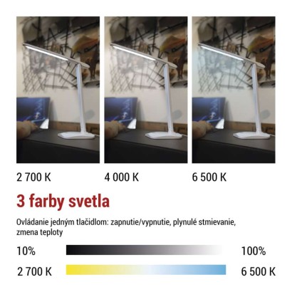 LED stolná lampa CHASE, biela