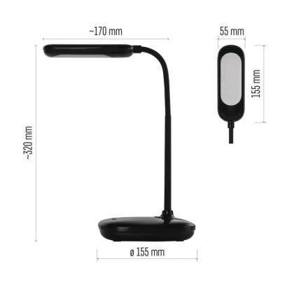 LED galda lampa LILY, melna