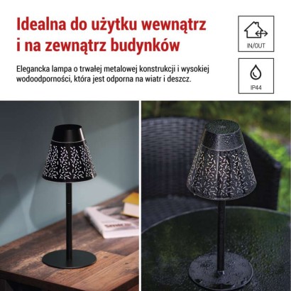 Lampa stołowa LED Garden GRACE, IP44, ładowalna, NW
