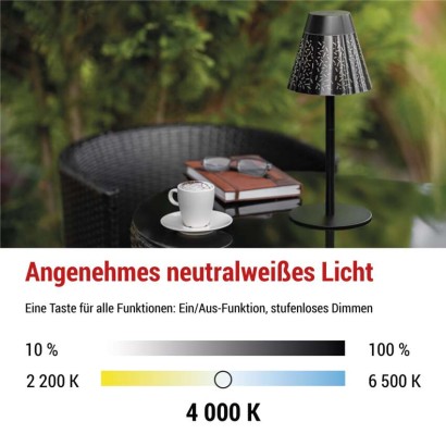 LED Schreibtischlampe GRACE, wiederaufladbar