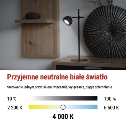 Lampa biurkowa LED SOPHIE, ładowalna, czarna