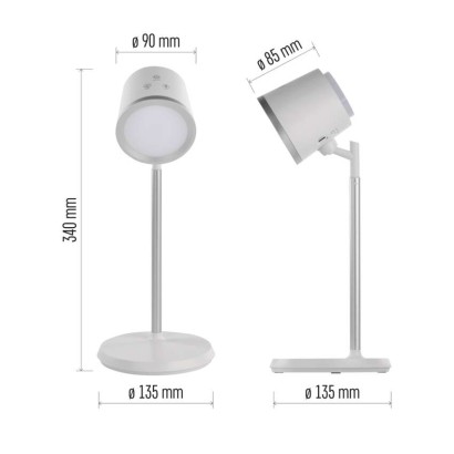 Lampa biurkowa LED ABBIE, ładowalna, biała