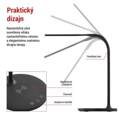 LED stolná lampa OSCAR, čierna