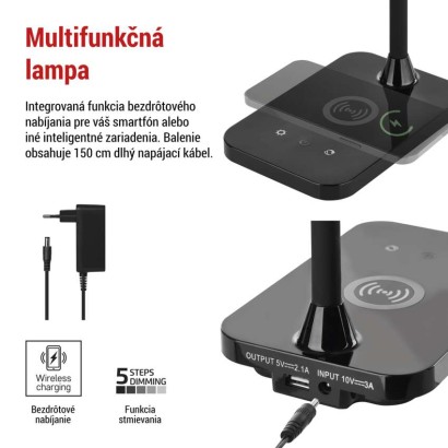 LED stolná lampa KYLE, čierna