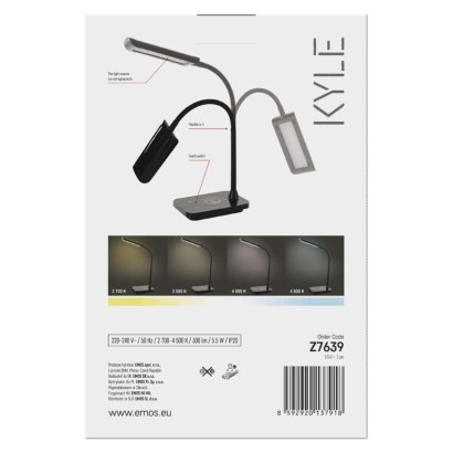 LED stolná lampa KYLE, čierna