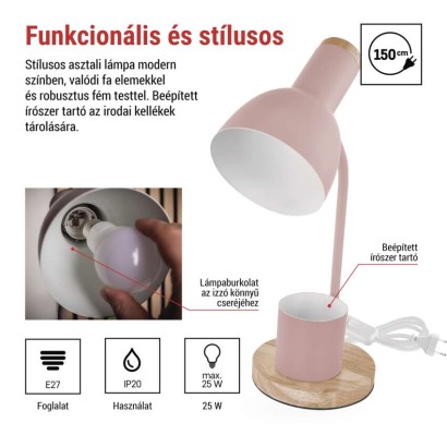 EMOS Poppy asztali lámpa E27 IP20, pink