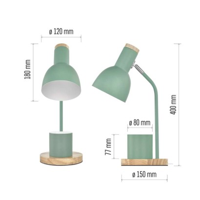 Lampa biurkowa POPPY na żarówkę E27, zielona