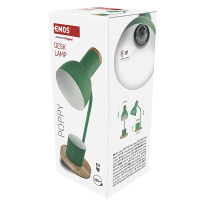 Lampa biurkowa POPPY na żarówkę E27, zielona