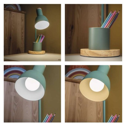 Lampa biurkowa POPPY na żarówkę E27, zielona