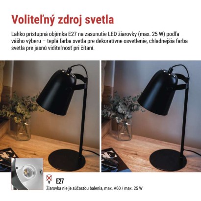 Stolná lampa NINA, čierna