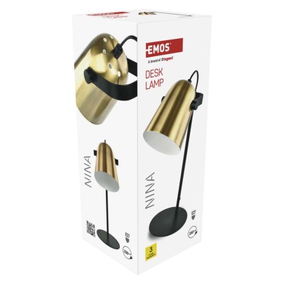 Lampa biurkowa NINA na żarówkę E27, złota