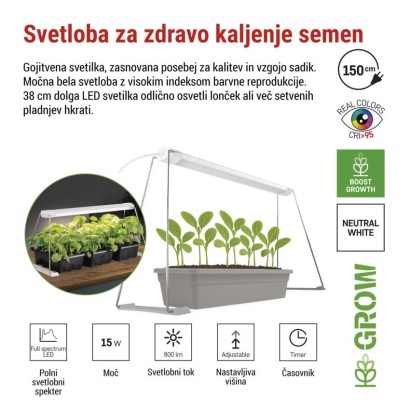 LED svetilka za rastline polnega spektra za setev, 28 LED diod, časovnik