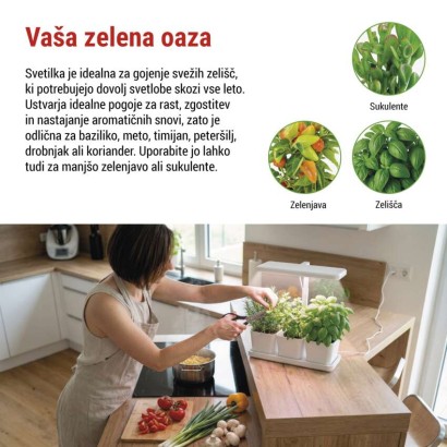 LED svetilka za rastline, polnega spektra, 30 LED diod, notranja, časovnik, zatemnljiva