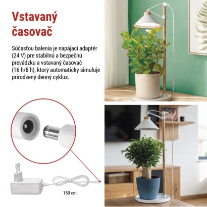 LED GROW pestovateľská lampa 7 W, časovač, biela