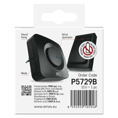 Bezbateriový domovní bezdrátový zvonek P5729B do zásuvky