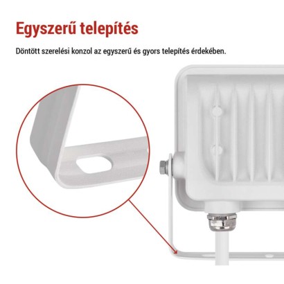 LED reflektor GLARO 20W, fehér, IP65, 2000 lm, természetes fehér