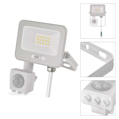 LED reflektor GLARO s pohybovým čidlem, 10 W, bílý, IP54, 1000 lm, neutrální bílá