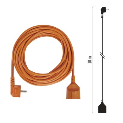 Predlžovací kábel 10 m / 1 zásuvka / oranžový / PVC / 250 V / 1,5 mm2