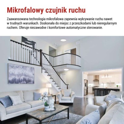 Oprawa sufitowa LED TIVI, MW sensor, okrągła biała 12,5W, IP44, neutralna biel, czujnik MW