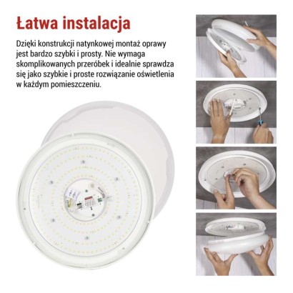 Oprawa sufitowa LED TIVI, MW sensor, okrągła biała 8,6W, IP44, neutralna biel, czujnik MW