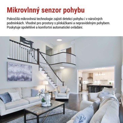 LED přisazené svítidlo TIVI, A CLASS, MW sensor, kruhové bílé 8,6W, IP44, neutrální bílá