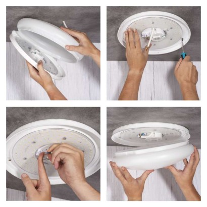 Oprawa sufitowa LED TIVI, MW sensor, okrągła biała 8,6W, IP44, neutralna biel, czujnik MW