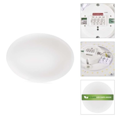 Oprawa sufitowa LED TIVI, MW sensor, okrągła biała 8,6W, IP44, neutralna biel, czujnik MW