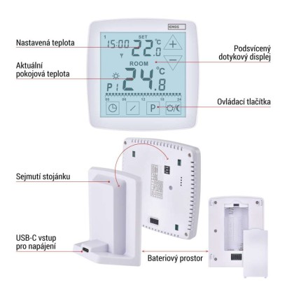 Pokojový programovatelný bezdrátový OpenTherm termostat P56A11
