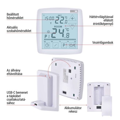 Programozható vezeték nélküli OpenTherm szobatermosztát P56A11