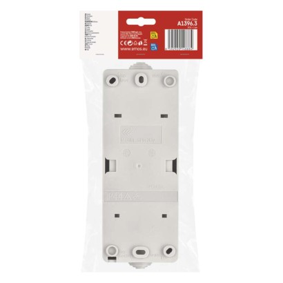 Wandsteckdose doppelt, grau-schwarz, IP44