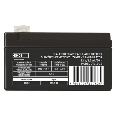 Bezúdržbový olovený akumulátor 12 V/1,3 Ah, faston 4,7 mm