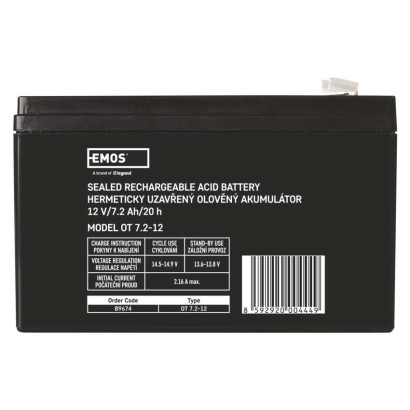 Bezúdržbový olovený akumulátor 12 V/7,2 Ah, faston 6,3 mm
