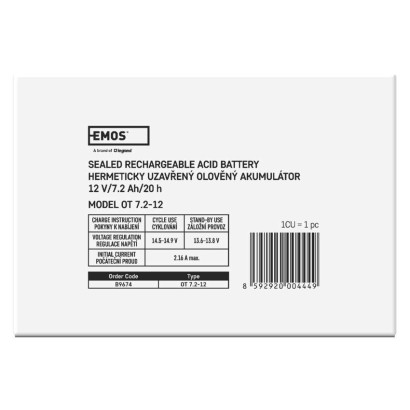 Bezúdržbový olovený akumulátor 12 V/7,2 Ah, faston 6,3 mm