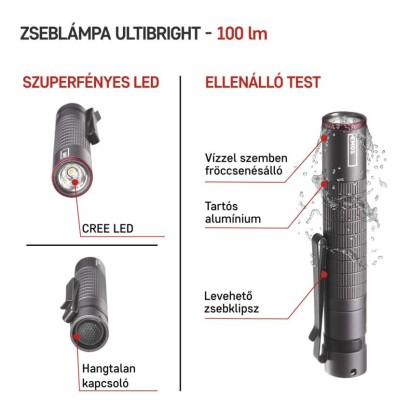 EMOS ULTIBRIGHT 50 CREE LED fém zseblámpa, 100lm