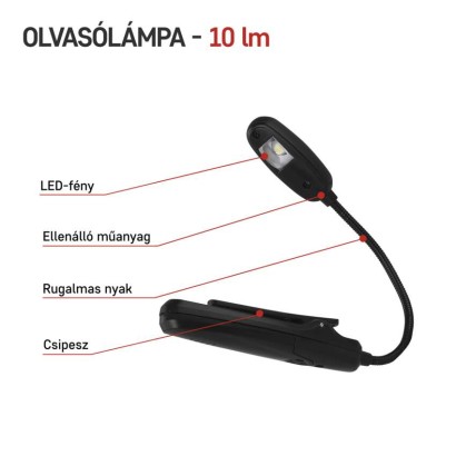 EMOS LED olvasólámpa csiptethető 10lm