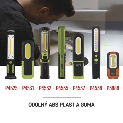 COB LED + LED pracovné svietid. P4525,500 lm,Li-Ion 2000 mAh