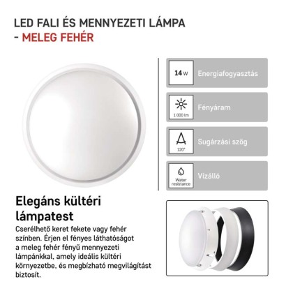 EMOS LED mennyezeti lámpa ZURI 14W 1000lm IP54 meleg fehér