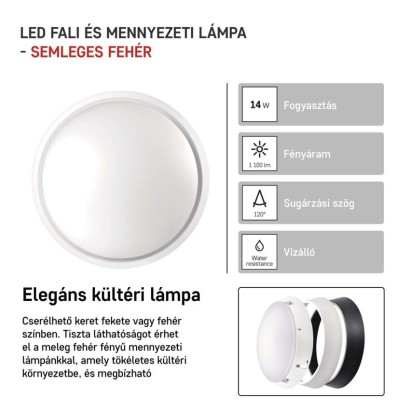 EMOS LED mennyezeti lámpa ZURI 14W 1100lm IP54 természetes fehér