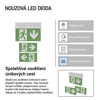LED nouzové osvětlení CESSI 3 W, 3 h