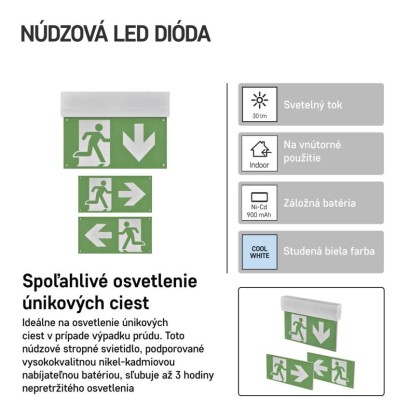 LED Núdzové svietidlo CESSI 3W 3H MT