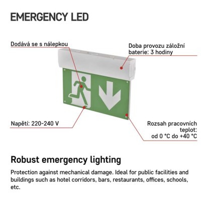 LED nouzové osvětlení CESSI 3 W, 3 h
